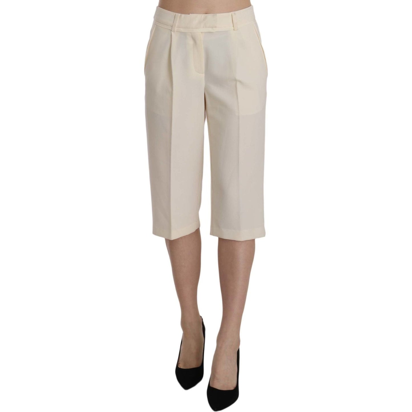 Silvian Heach Elegant Straight Cropped Pants in Cream Silvian Heach