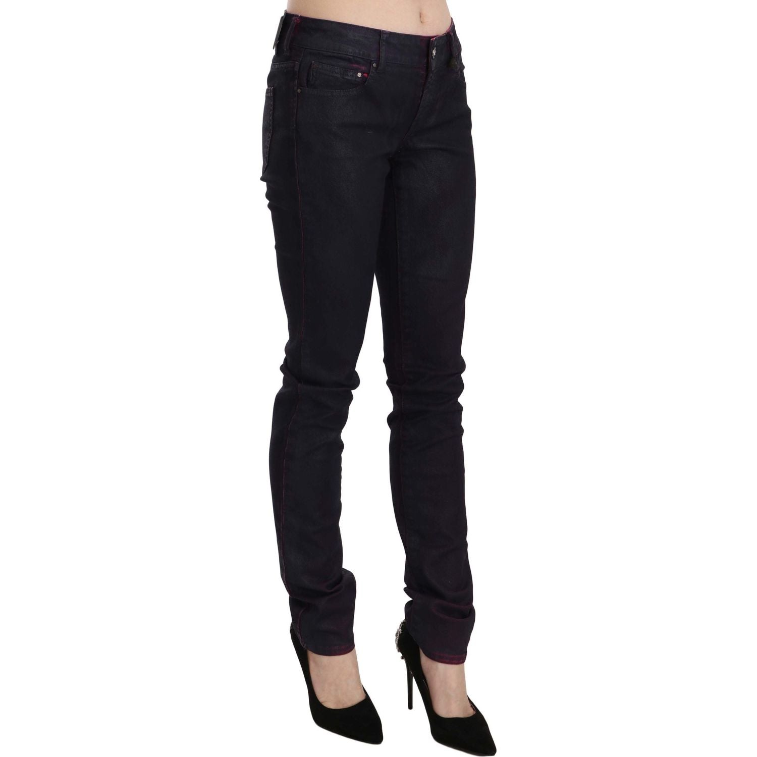 Just Cavalli Black Cotton Low Waist Skinny Denim Pants