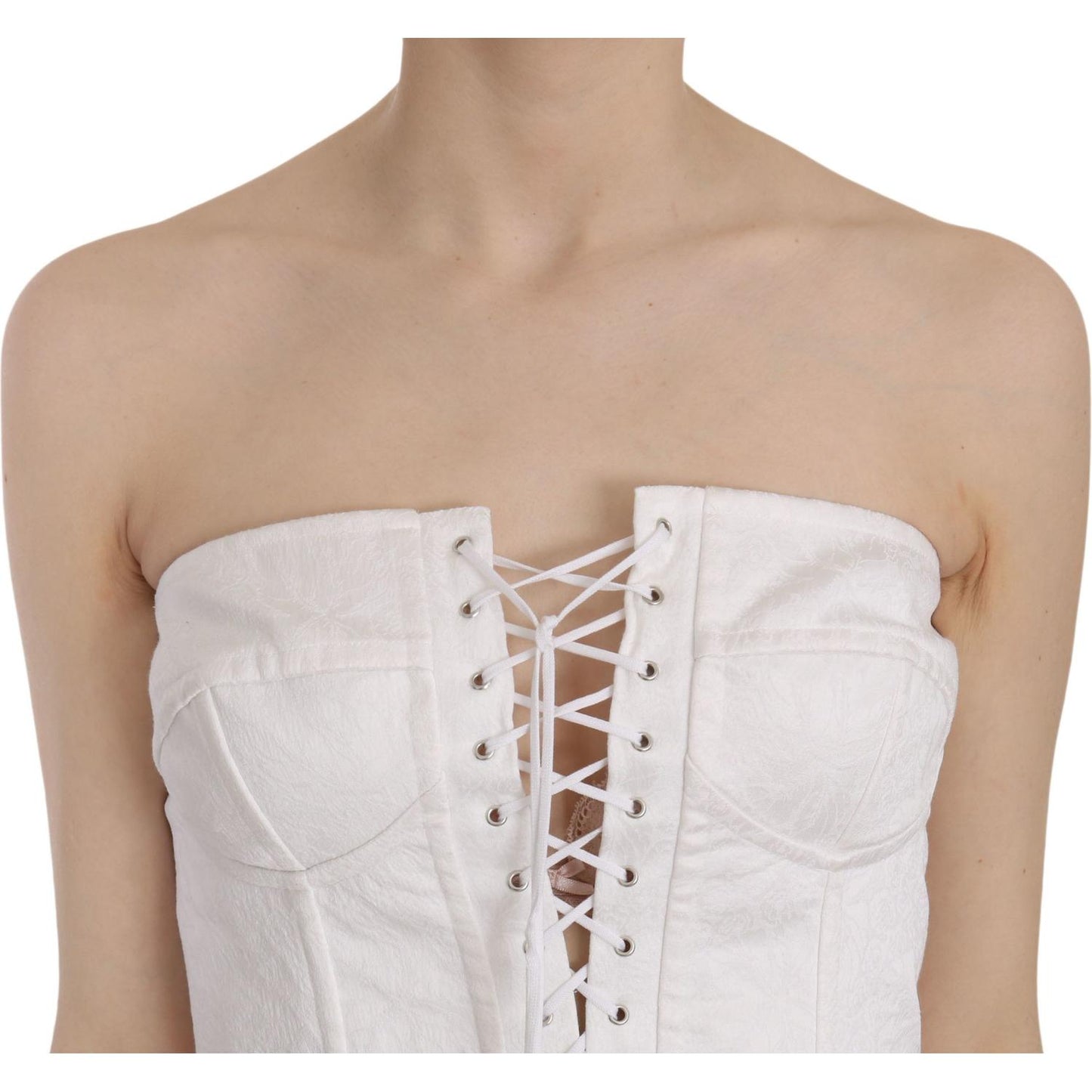 Dolce & Gabbana Elegant White Strapless Corset Top Dolce & Gabbana