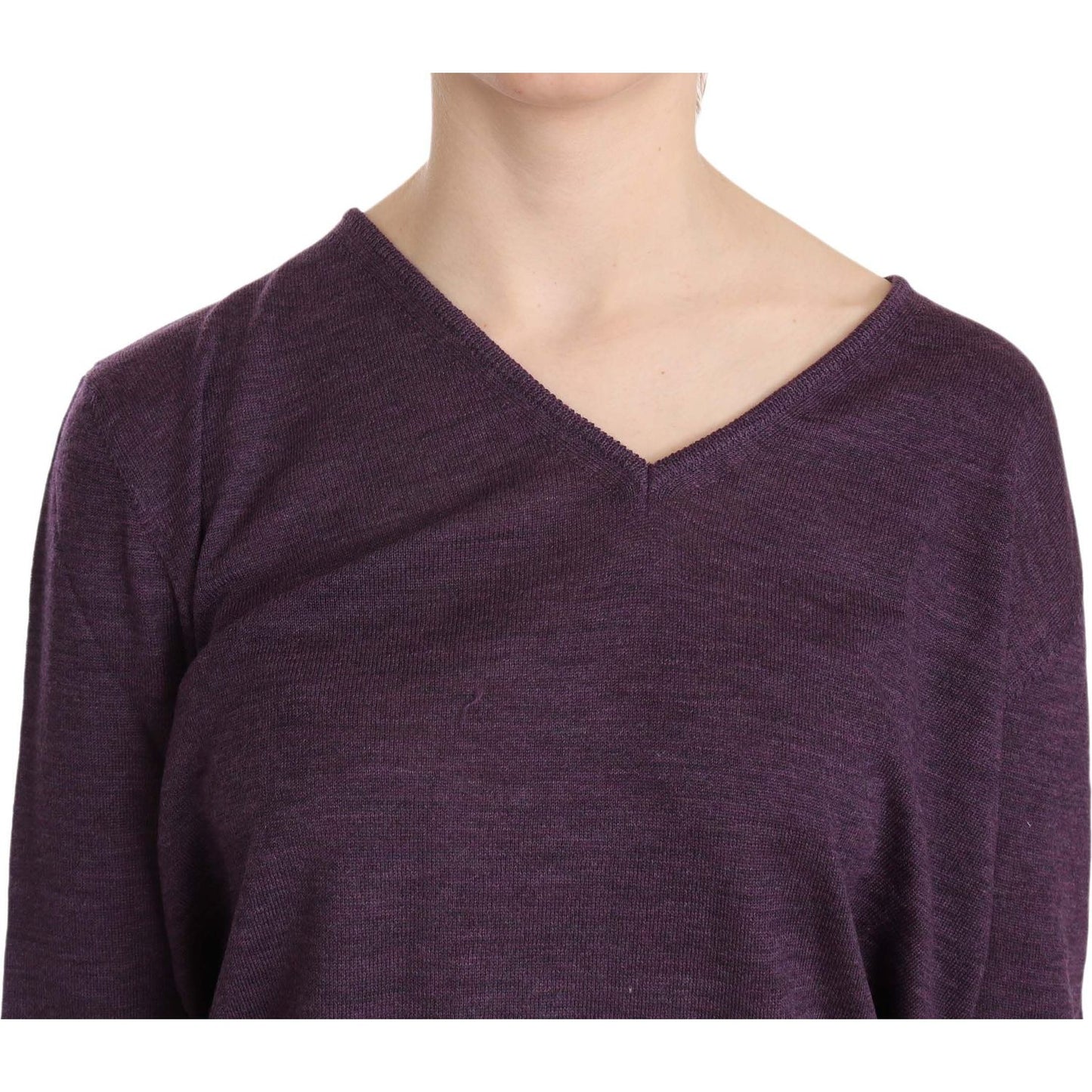 BYBLOS Elegant Purple V-Neck Wool Blouse BYBLOS