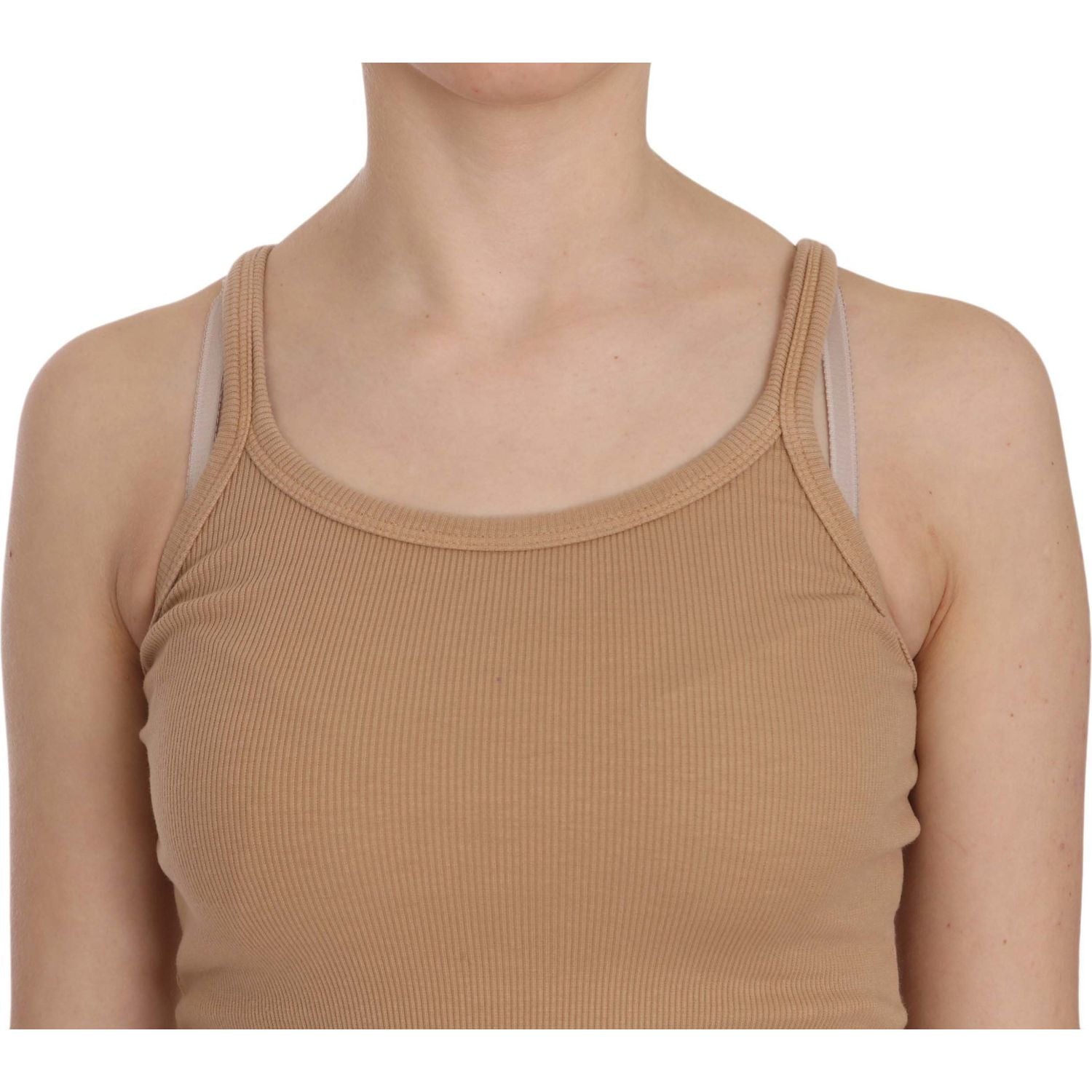 PINK MEMORIES - تانك من القطن باللون البيج بأشرطة رفيعة