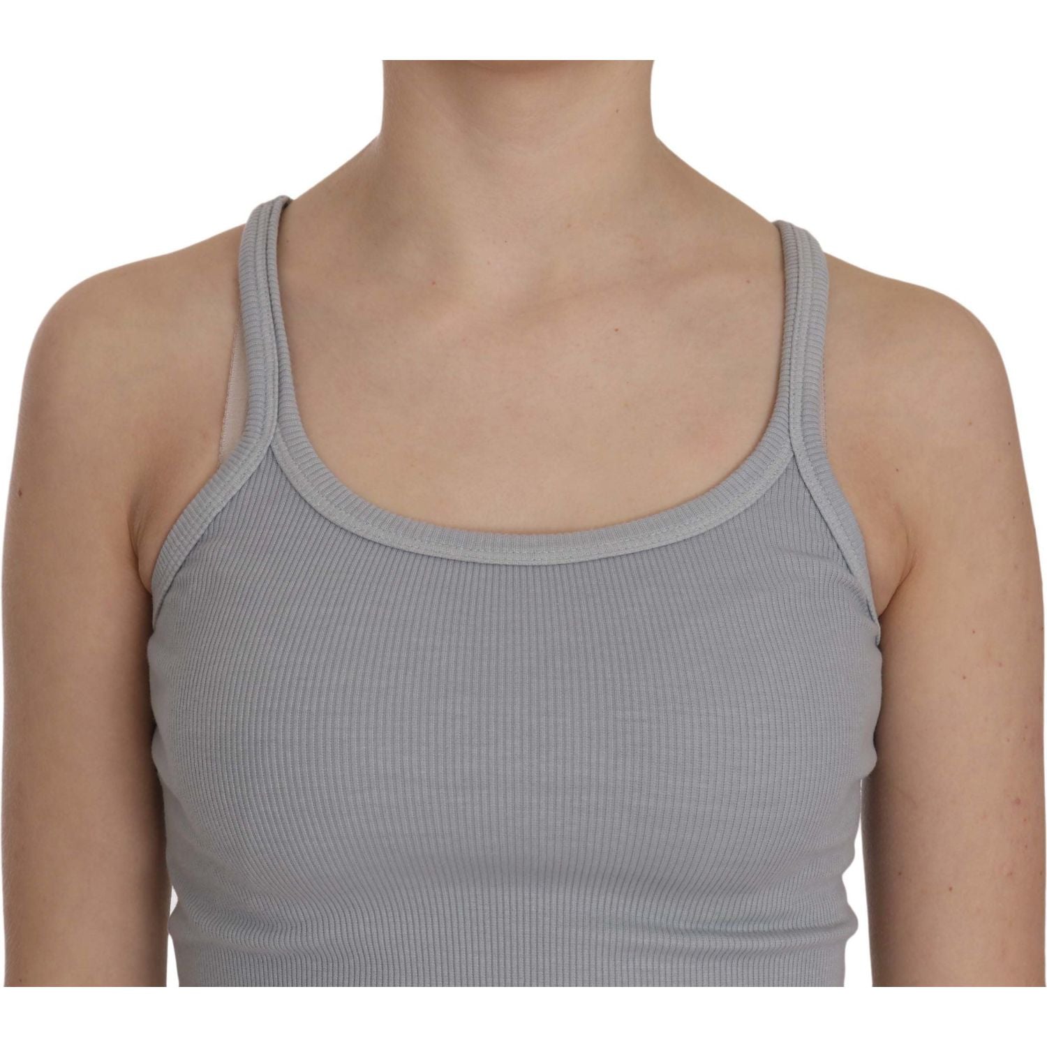 بلوزة أنيقة من القطن باللون الرمادي الفاتح بدون أكمام من PINK MEMORIES