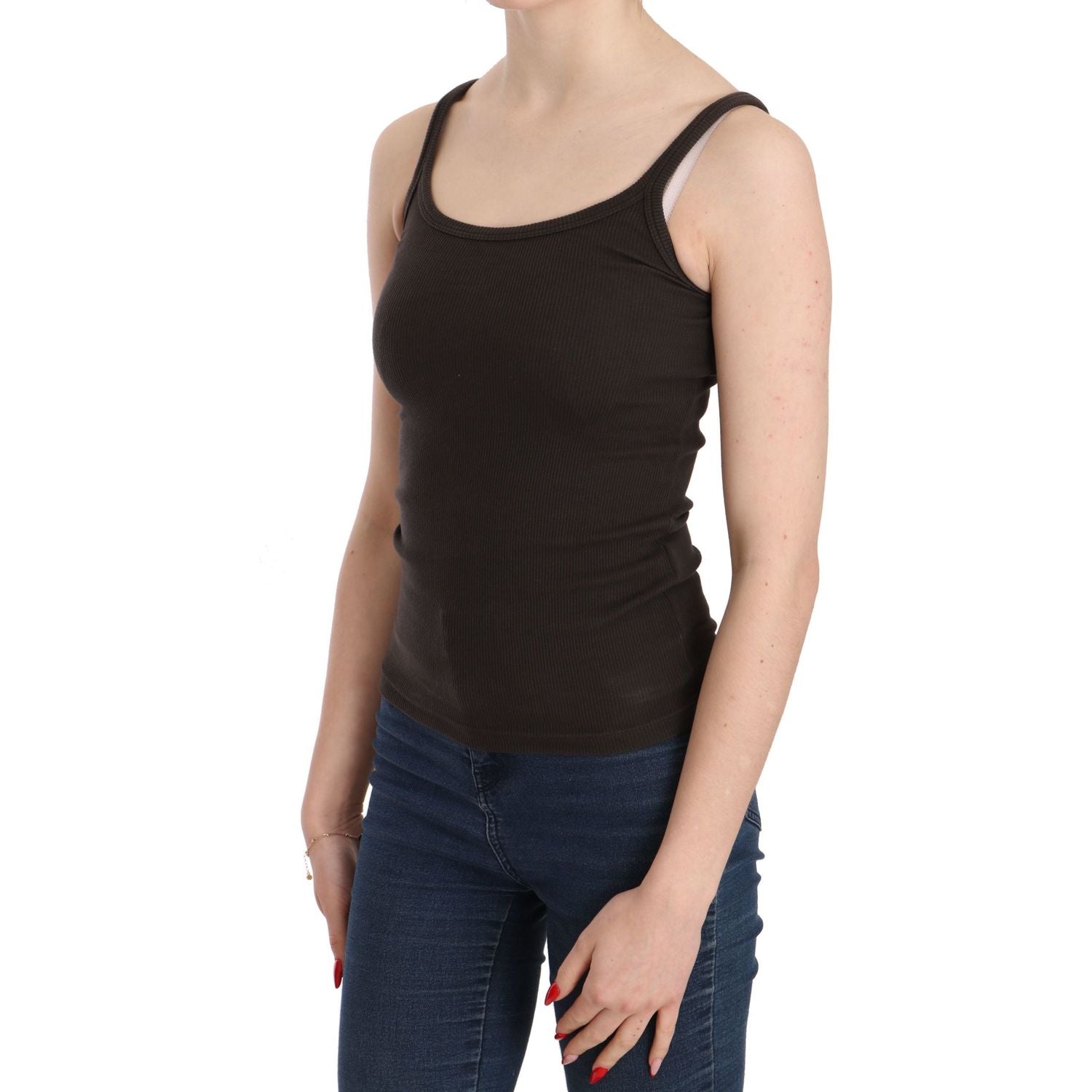 بلوزة أنيقة باللون البني الداكن بحمالات رفيعة من PINK MEMORIES