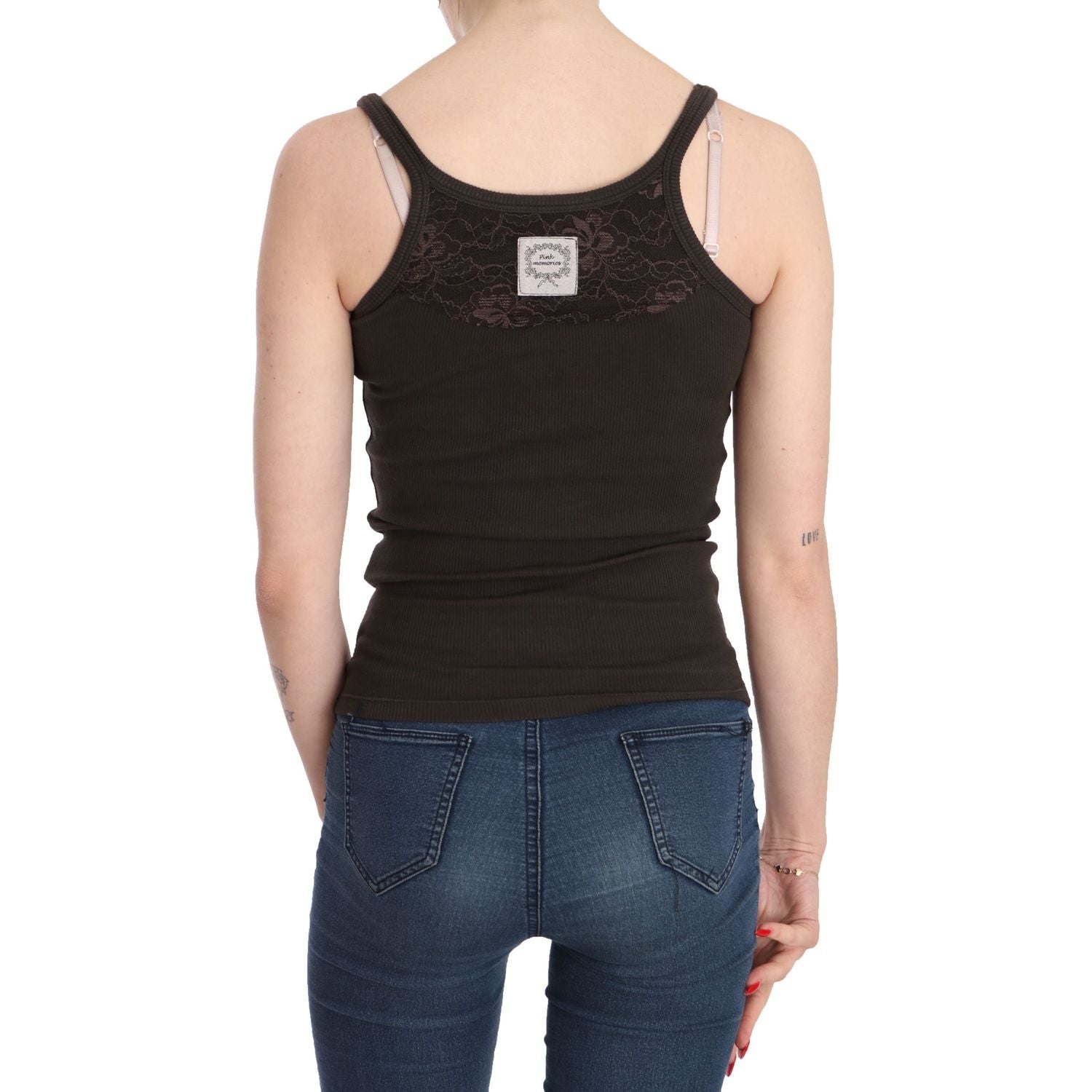 بلوزة أنيقة باللون البني الداكن بحمالات رفيعة من PINK MEMORIES