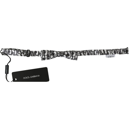 Dolce & Gabbana White Pattern Silk Adjustable Neck Papillon Tie 1728,67345645728,Accessories,Bowties - Ties and Formal Accessories - Accessories,Dolce & Gabbana,Material: 100% Silk,Men,Men - Accessories,New with tags,Ties & Bowties - Men - Accessories,Tie