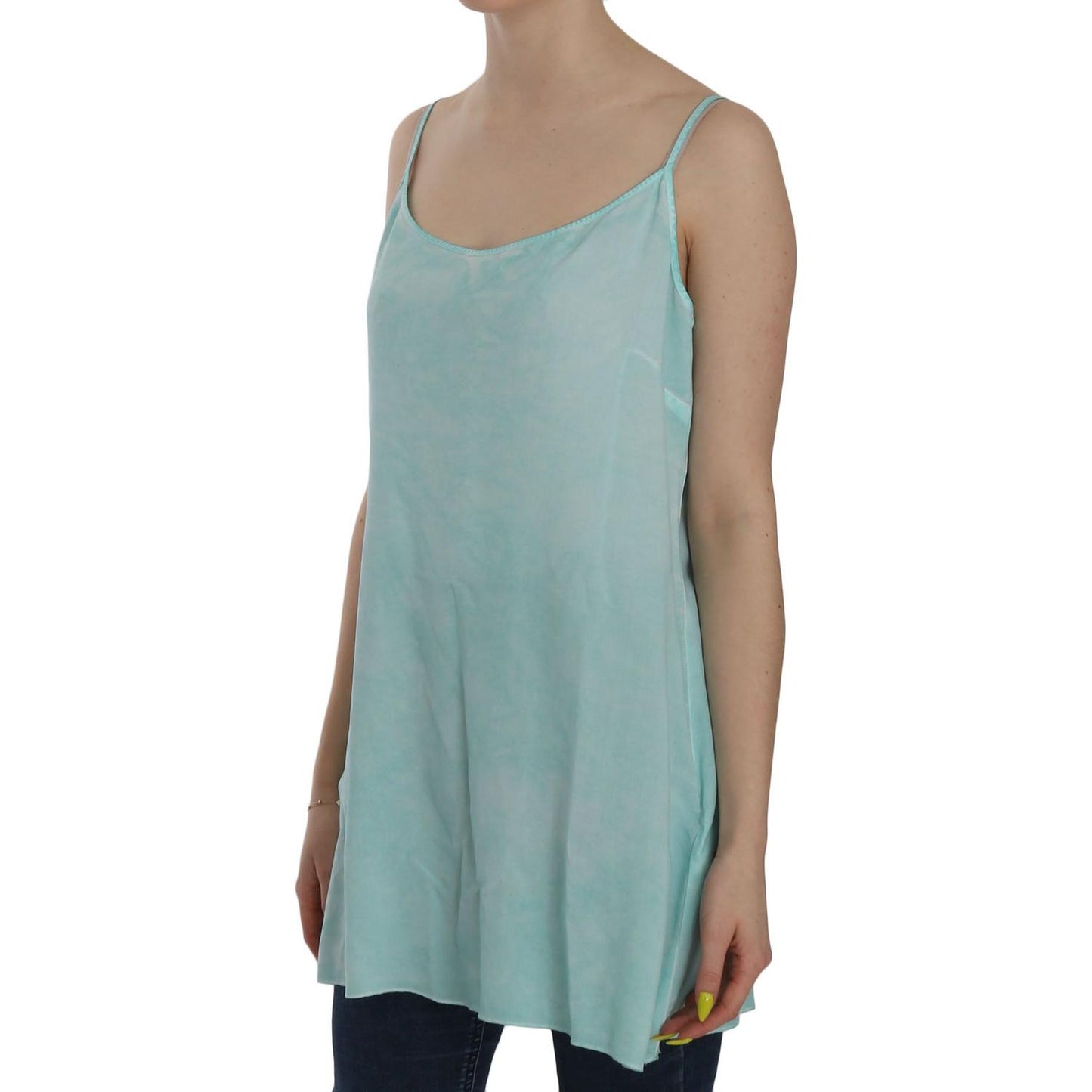 Ermanno Scervino Elegant Spaghetti Strap Sleeveless Blue Top Ermanno Scervino