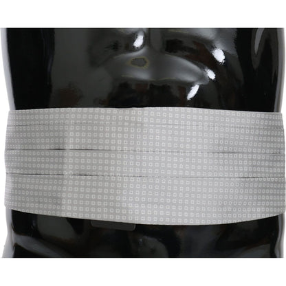 Dolce & Gabbana Gray Patterned Waist Belt Silk Cummerbund