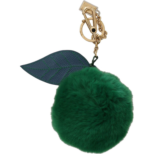 Dolce & Gabbana Elegant Tricolor Fur Ball Keychain Keychain Dolce & Gabbana