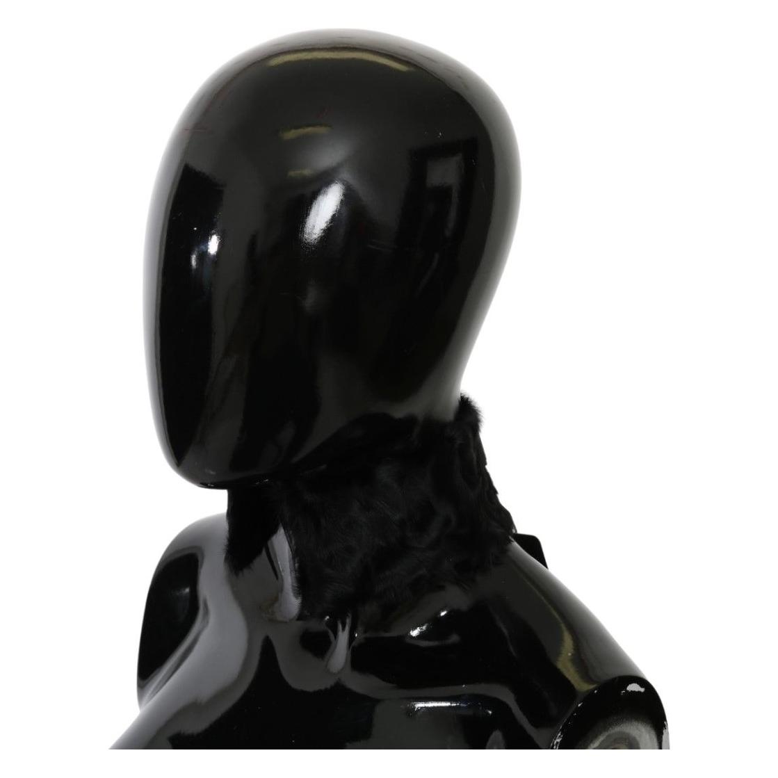 وشاح أنيق من جلد الحمل الأسود من دولتشي آند غابانا