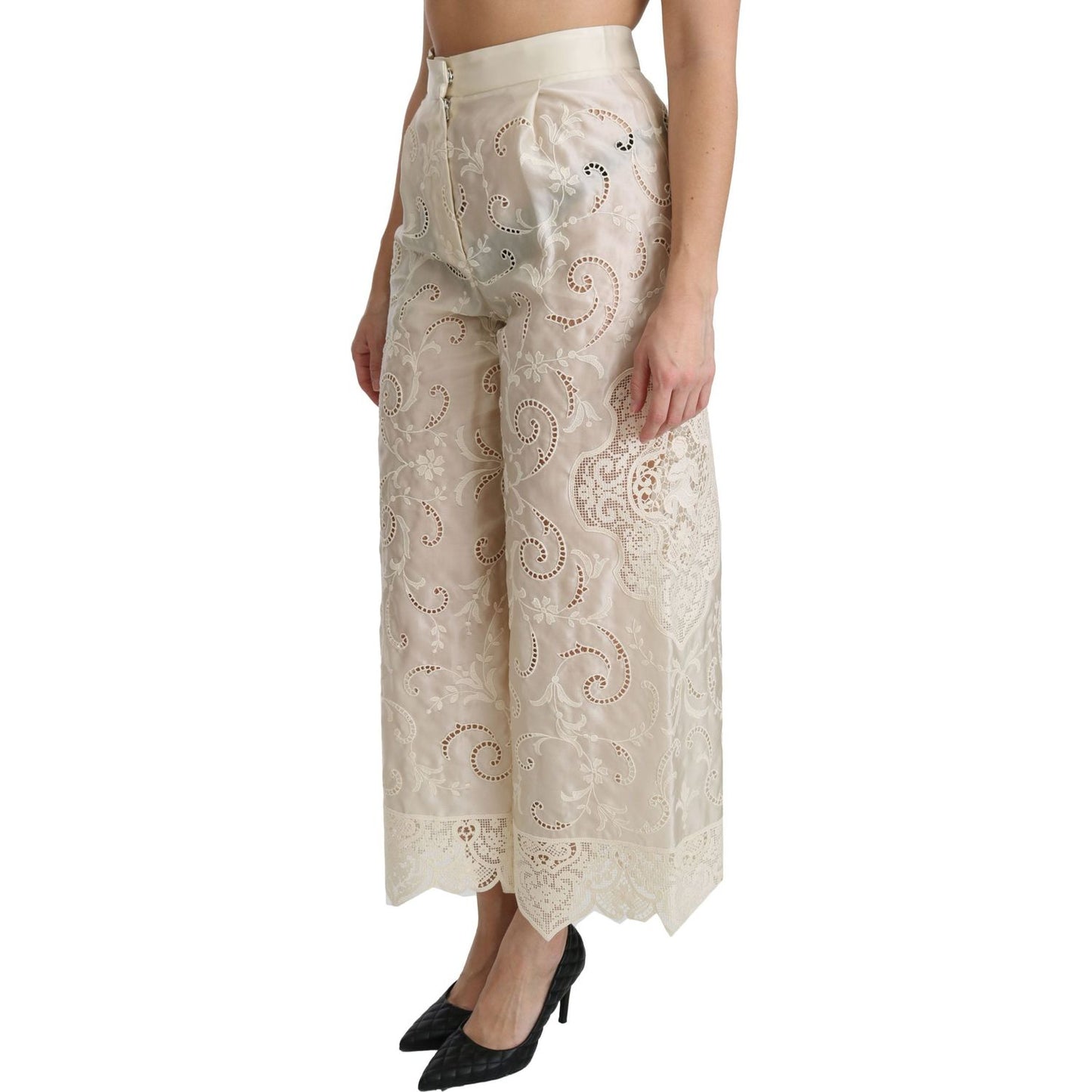 Dolce & Gabbana Elegant High Waist Palazzo Cropped Pants Dolce & Gabbana