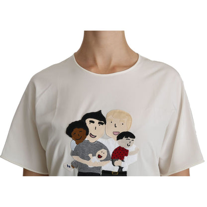 Dolce & Gabbana White #dgfamily Patch Short Sleeve Blouse Top