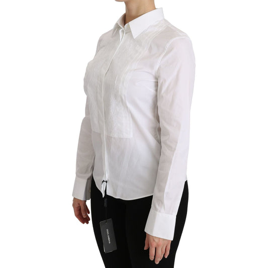 Dolce & Gabbana Elegant White Collared Long Sleeve Polo Top Dolce & Gabbana