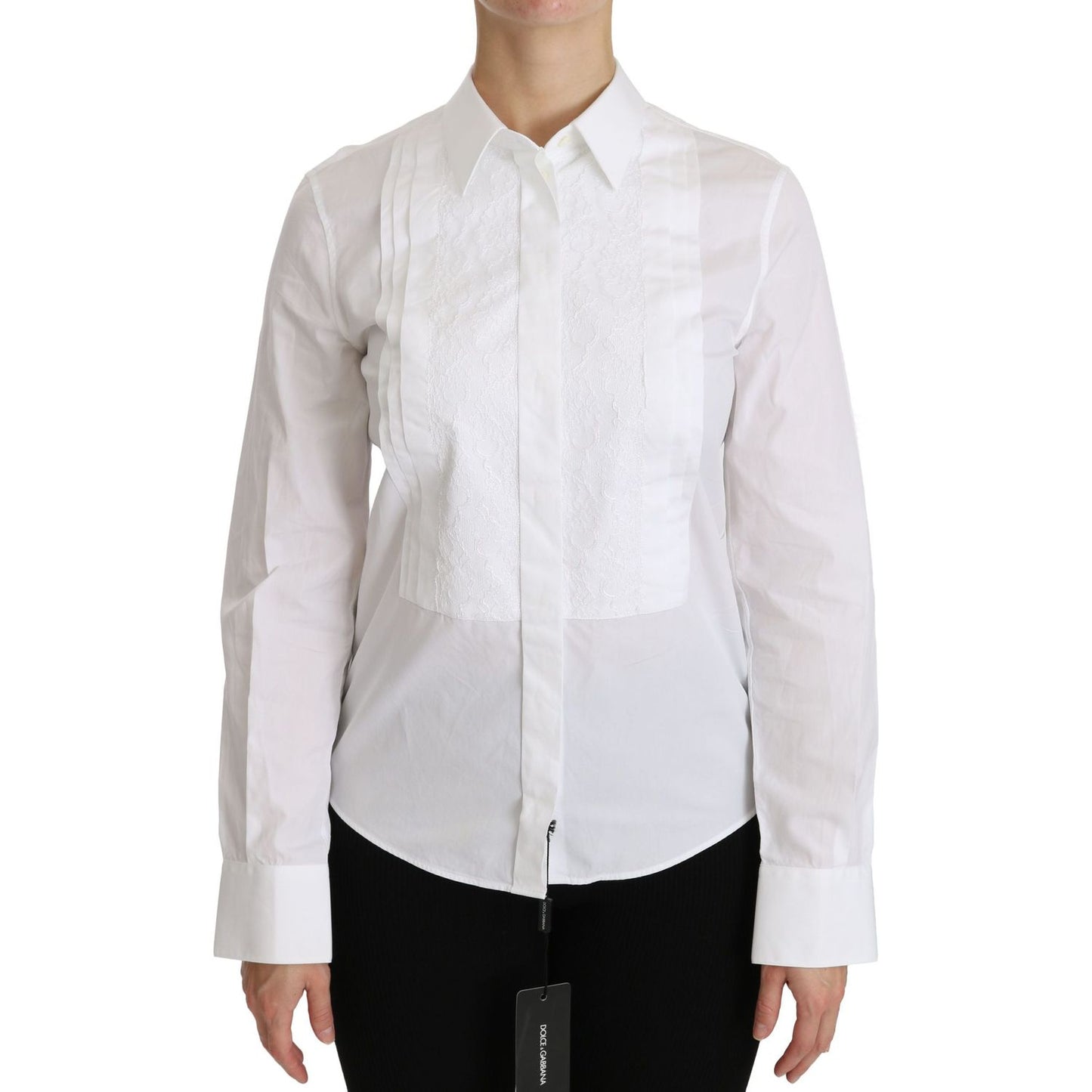 Dolce & Gabbana Elegant White Collared Long Sleeve Polo Top Dolce & Gabbana