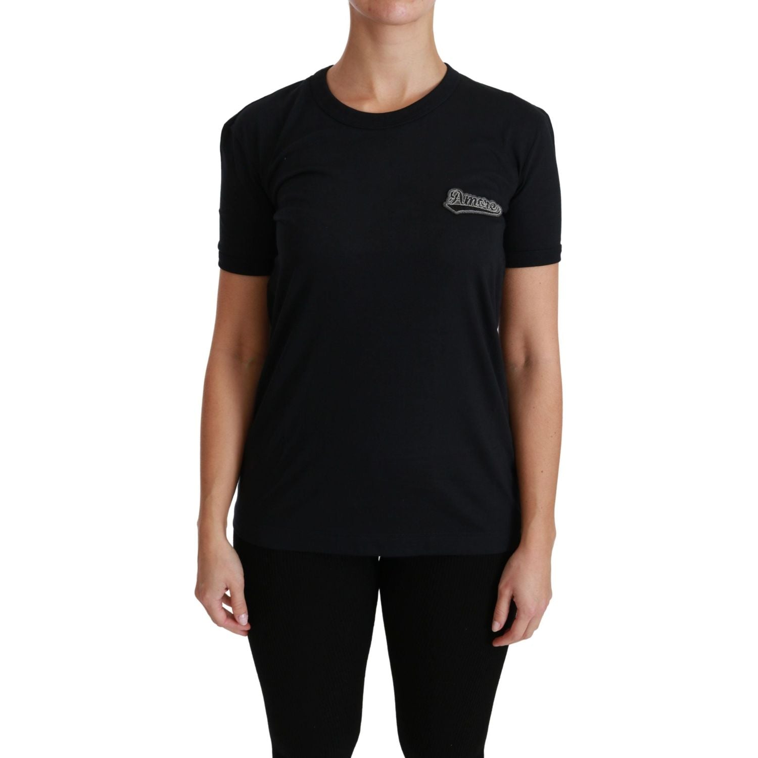 تي شيرت Dolce &amp; Gabbana Amore الأنيق ذو الرقبة المستديرة باللون الأزرق