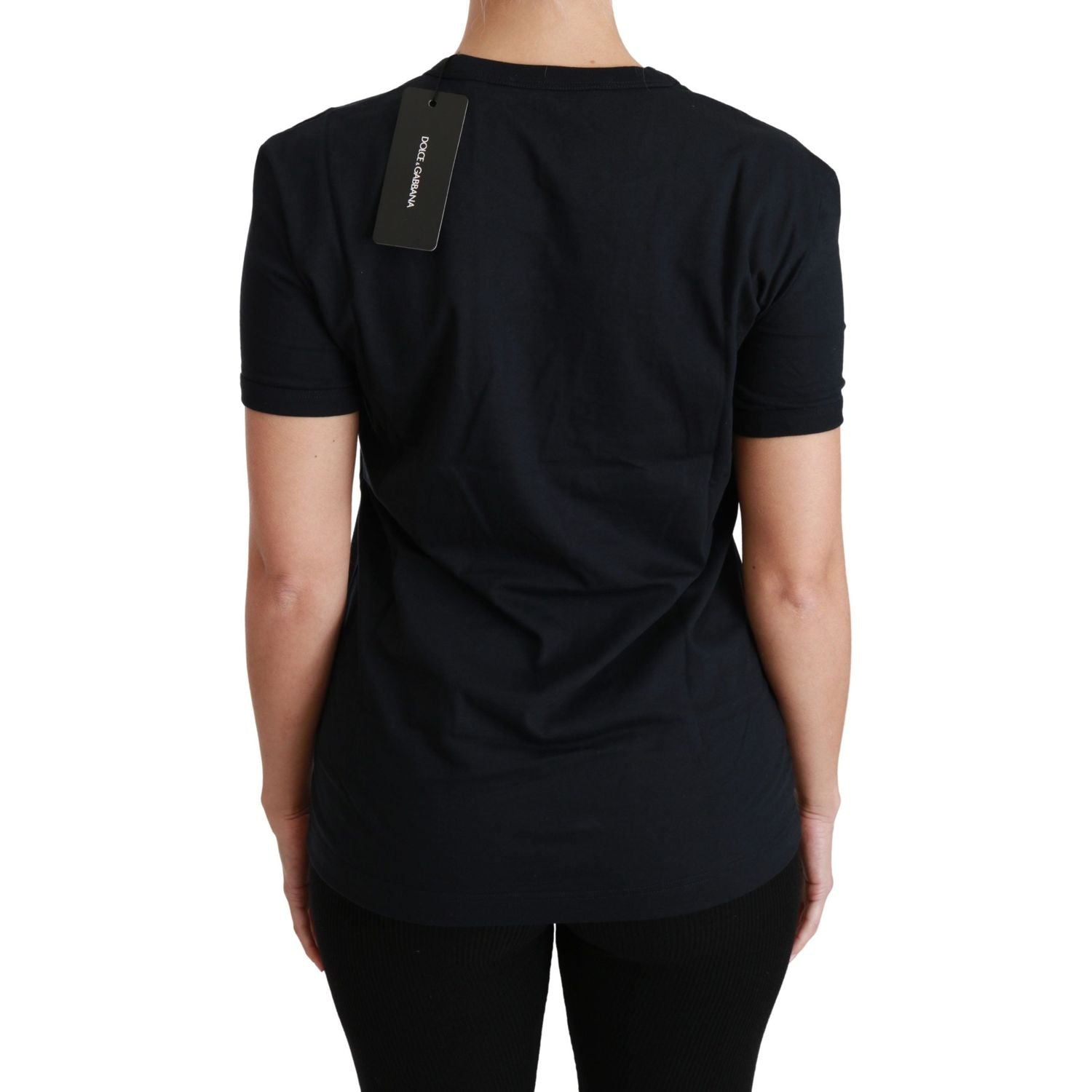 تي شيرت Dolce &amp; Gabbana Amore الأنيق ذو الرقبة المستديرة باللون الأزرق