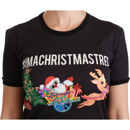 Dolce & Gabbana Black #ImAChristmasTree Crewneck Top T-shirt