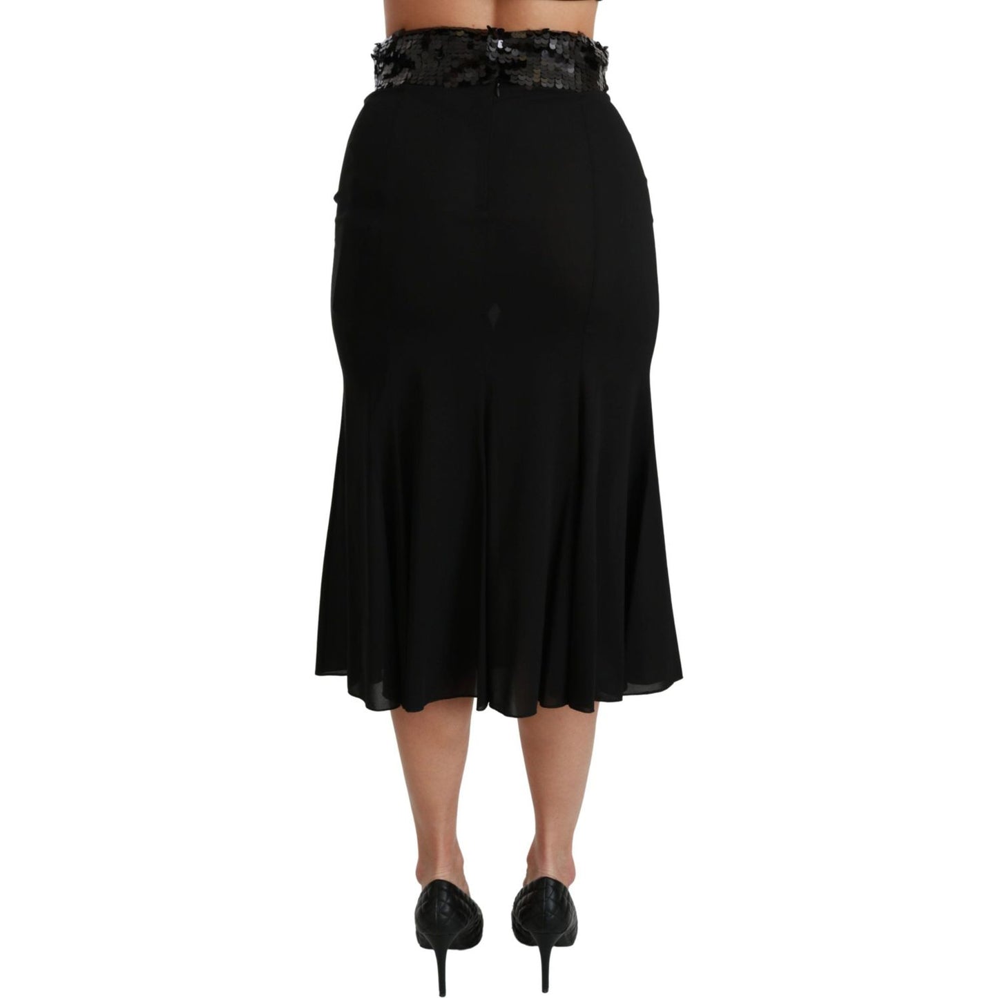 Dolce & Gabbana Elegant High Waist Sequin Black Skirt Dolce & Gabbana