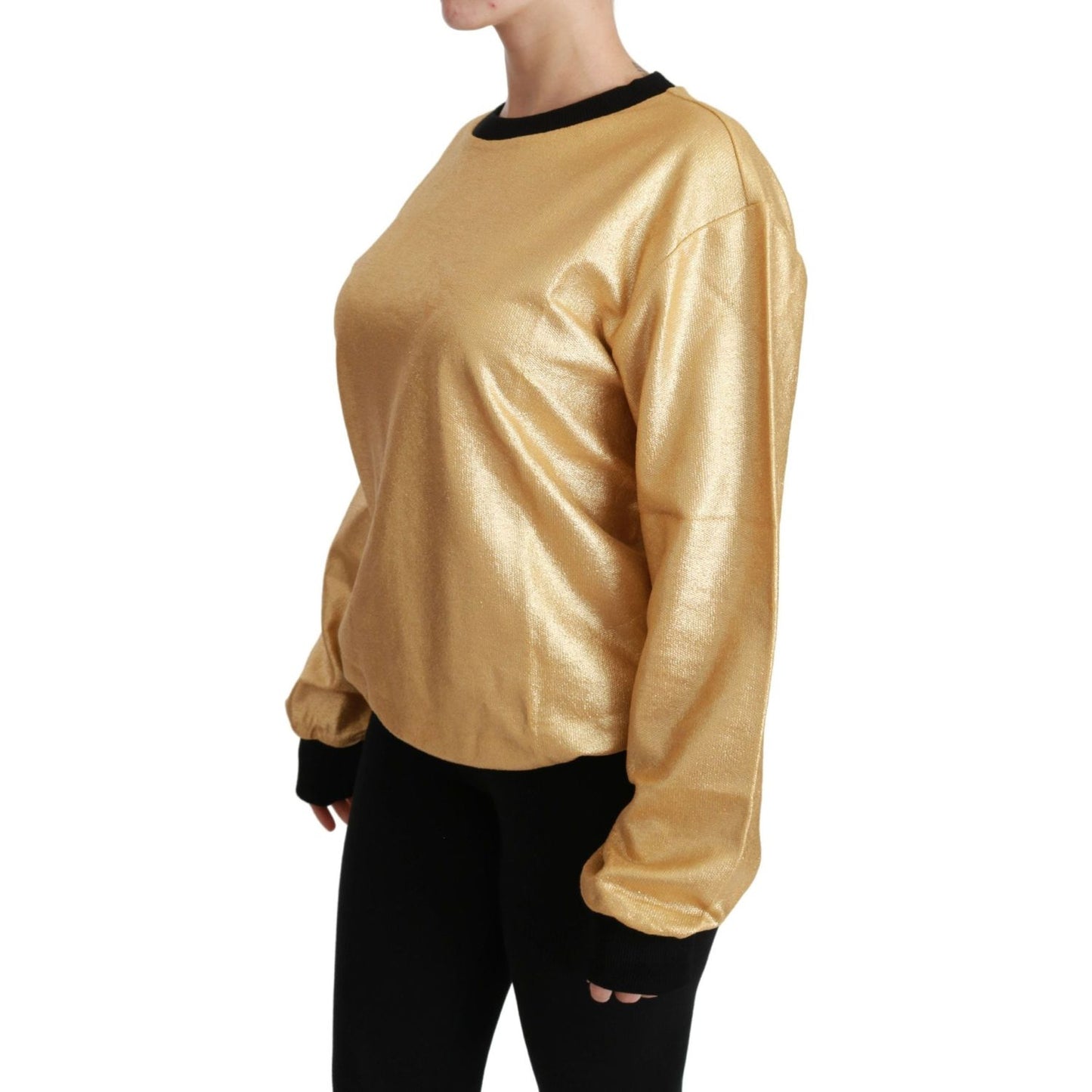 Dolce & Gabbana Elegant Gold Crew Neck Cotton Sweater Dolce & Gabbana