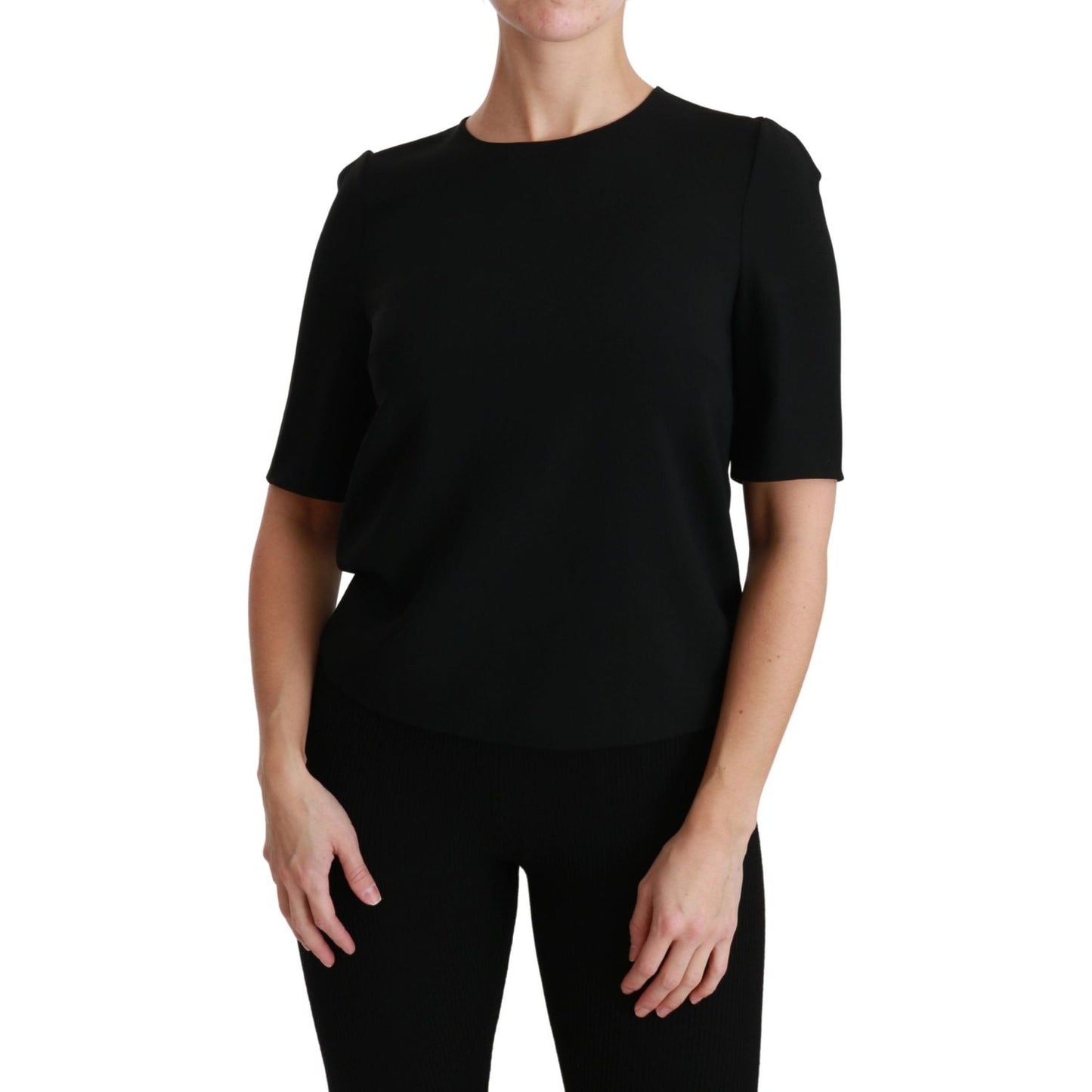 Dolce & Gabbana Black Short Sleeve Casual Top Stretch Blouse