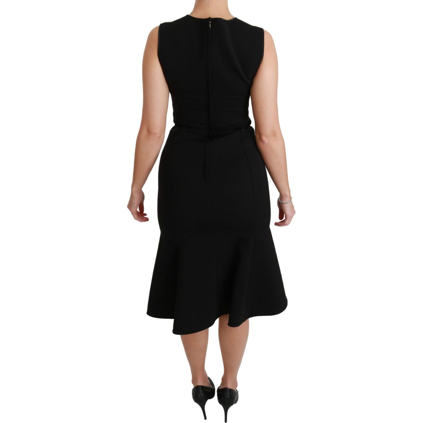 Dolce & Gabbana Elegant Black Fit Flare Wool Blend Dress WOMAN DRESSES Dolce & Gabbana