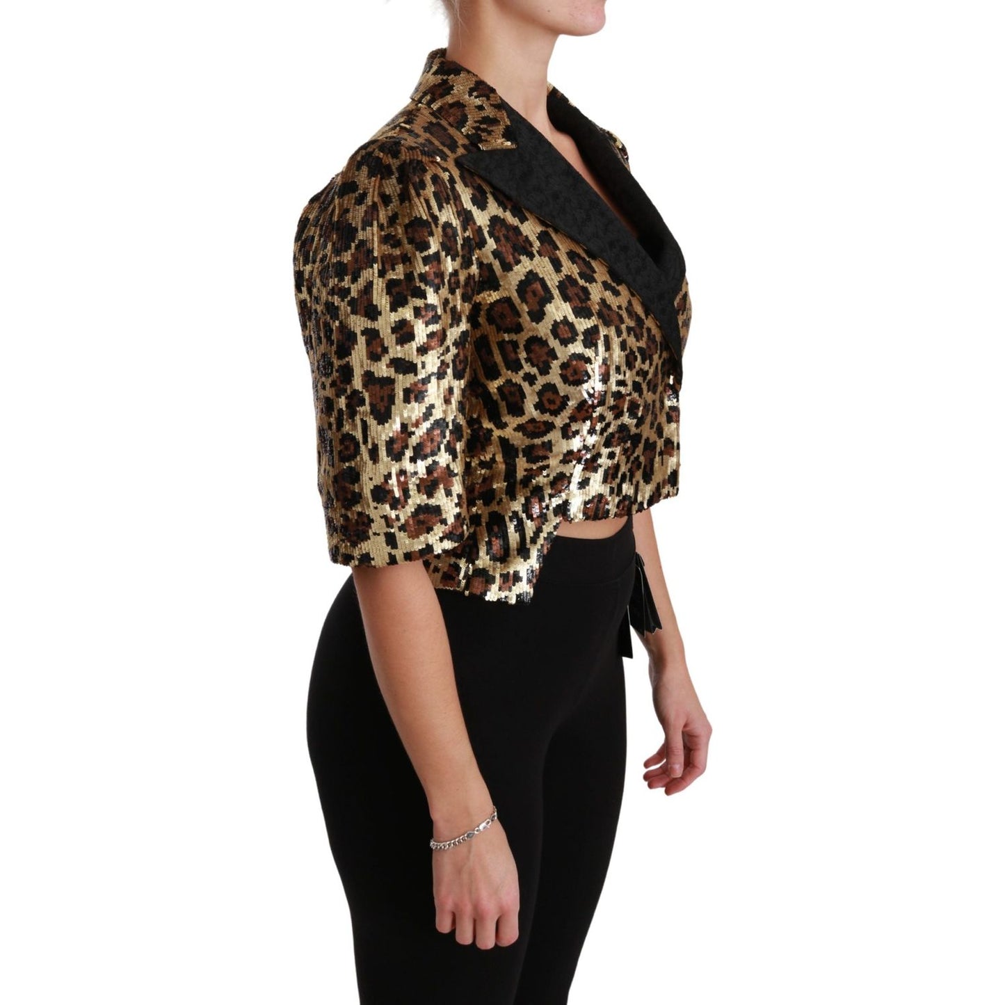 Dolce & Gabbana Blazer Gold Leopard Sequined Jacket Coats & Jackets
