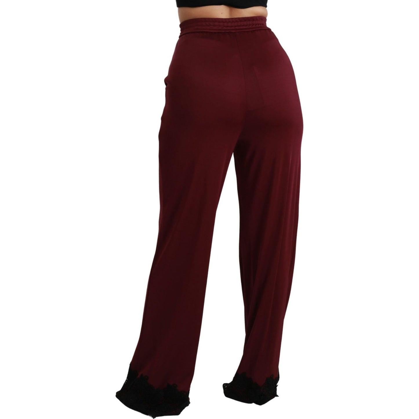 Dolce & Gabbana Elegant Maroon High Waist Wide Leg Trousers Jeans & Pants Dolce & Gabbana