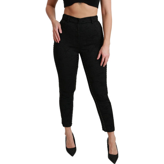 Dolce & Gabbana Elegant High Waist Skinny Black Brocade Pants Jeans & Pants Dolce & Gabbana