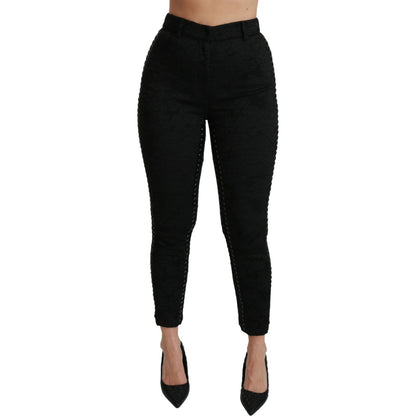 Dolce & Gabbana Black Brocade Skinny High Waist Pants