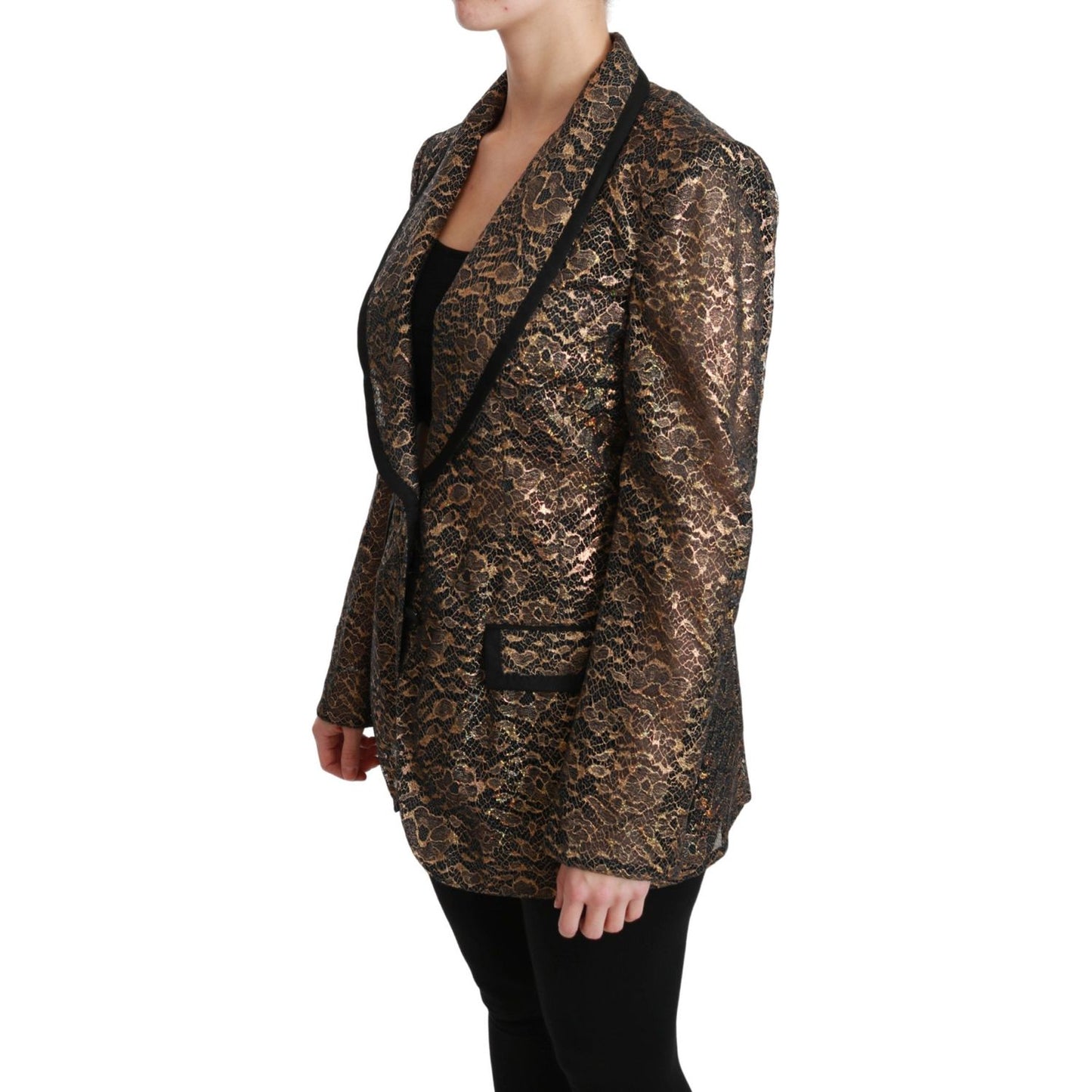 Dolce & Gabbana Elegant Gold Floral Lace Blazer Jacket Dolce & Gabbana