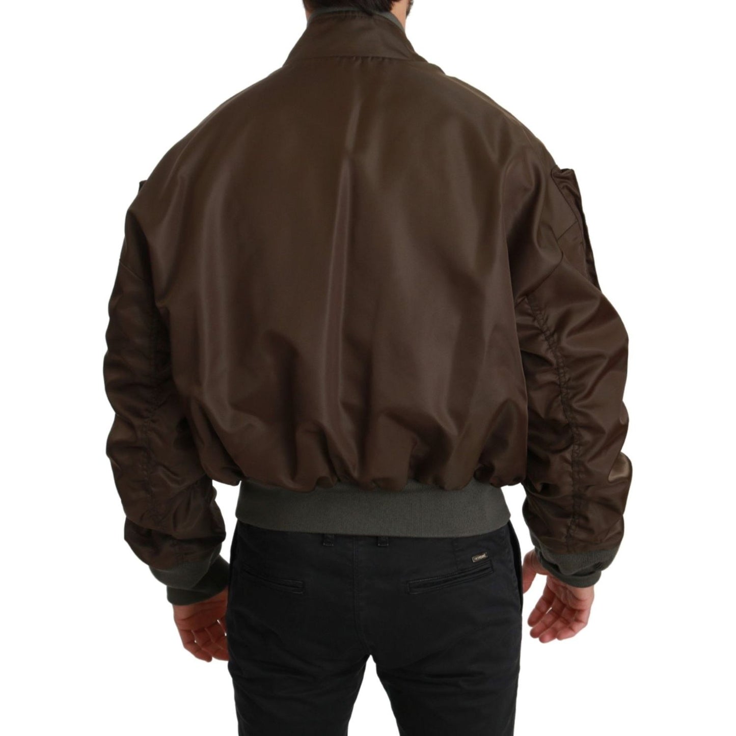 Dolce & Gabbana Brown Beaded Crown Skull Logo Jacket 1728,67345645728,Bombers - Jackets & Coats - Clothing,Brown,Clothing,Dolce & Gabbana,IT44 | S,IT46 | M,IT50 | L,Jackets & Coats - Clothing,Jackets - Men - Clothing,Material: 100% Nylon,Men,Men - Clothin