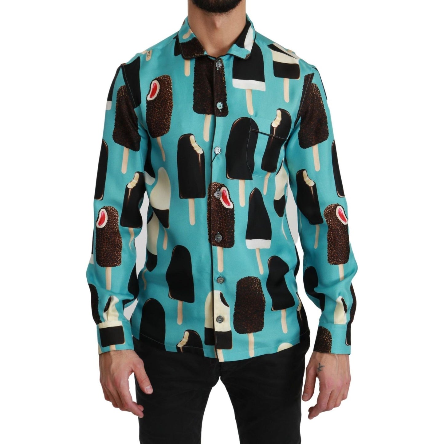 Dolce & Gabbana Exclusive Silk Blend Ice-Cream Print Shirt Dolce & Gabbana