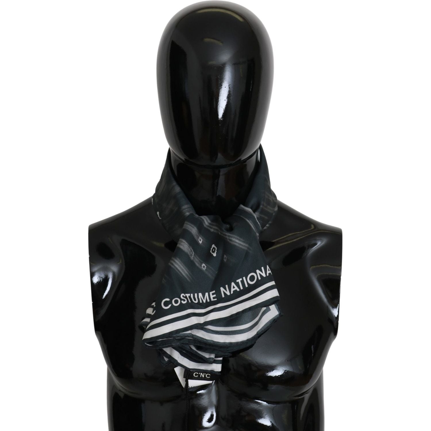 وشاح أزرق مطبوع من الحرير الوطني الأنيق