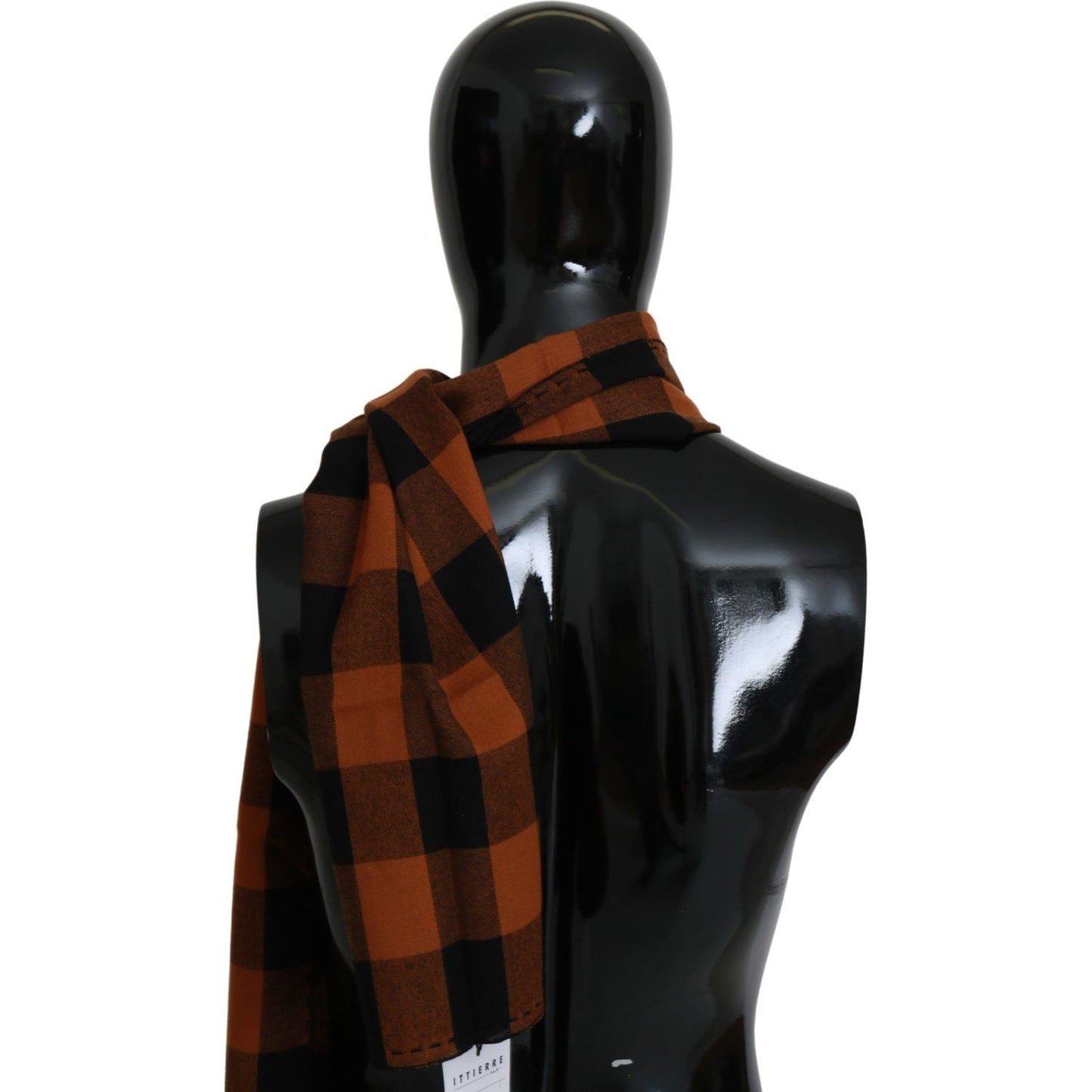 Costume National Chic Orange Check Wool Blend Scarf Costume National