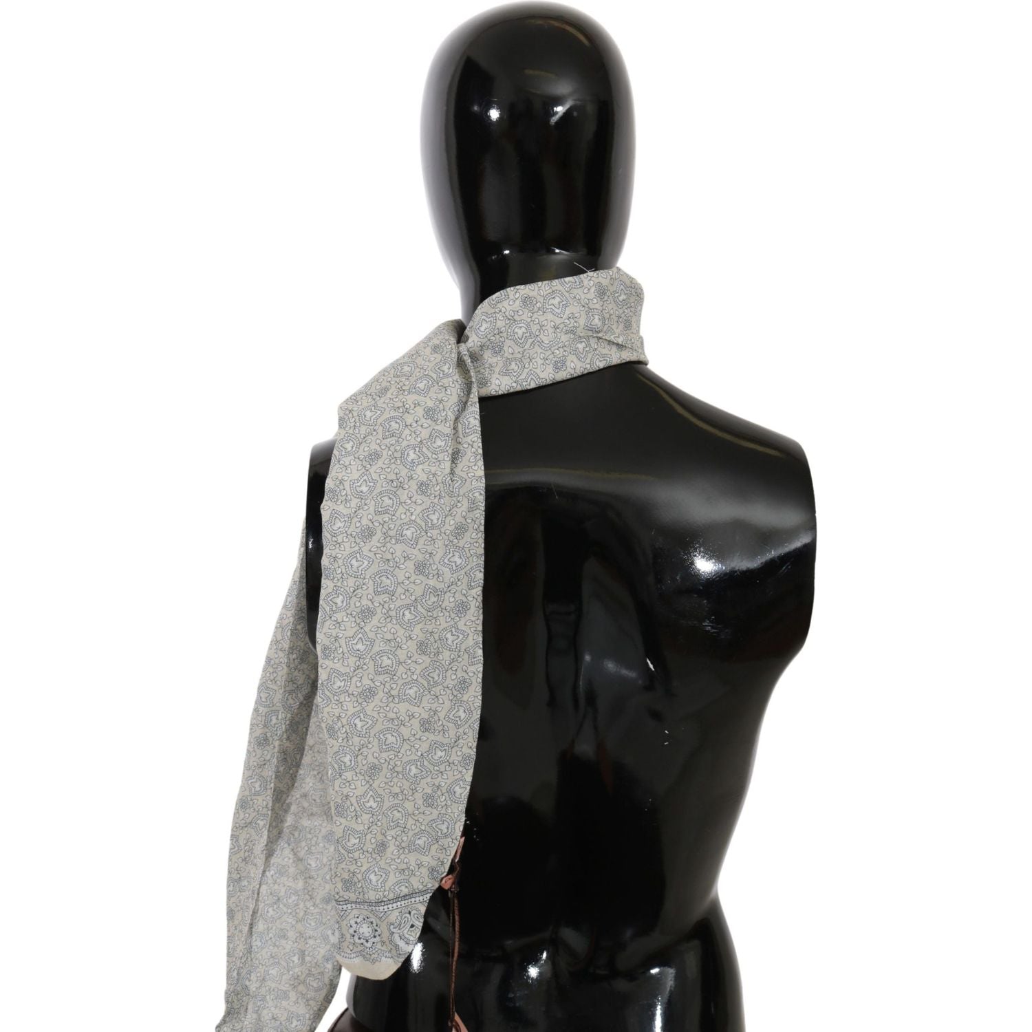 إيرمانو شيرفينو وشاح قطني أنيق بطبعة خيالية باللونين البيج والأزرق