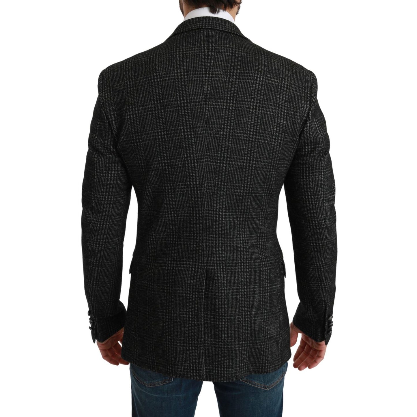 Dolce & Gabbana Gray Plaid Check Slim Fit Jacket Blazer