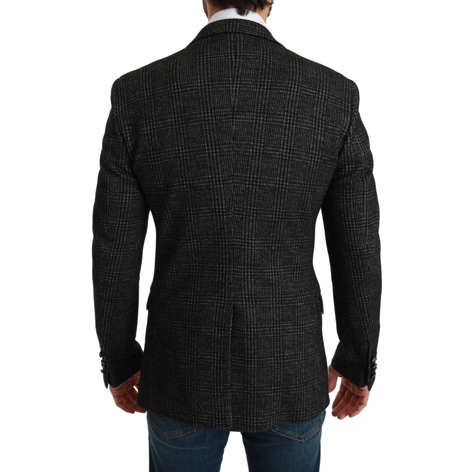 Dolce & Gabbana Gray Plaid Check Slim Fit Jacket Blazer