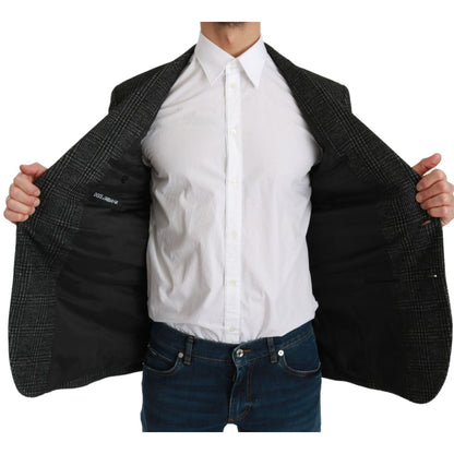 Dolce & Gabbana Gray Plaid Check Slim Fit Jacket Blazer