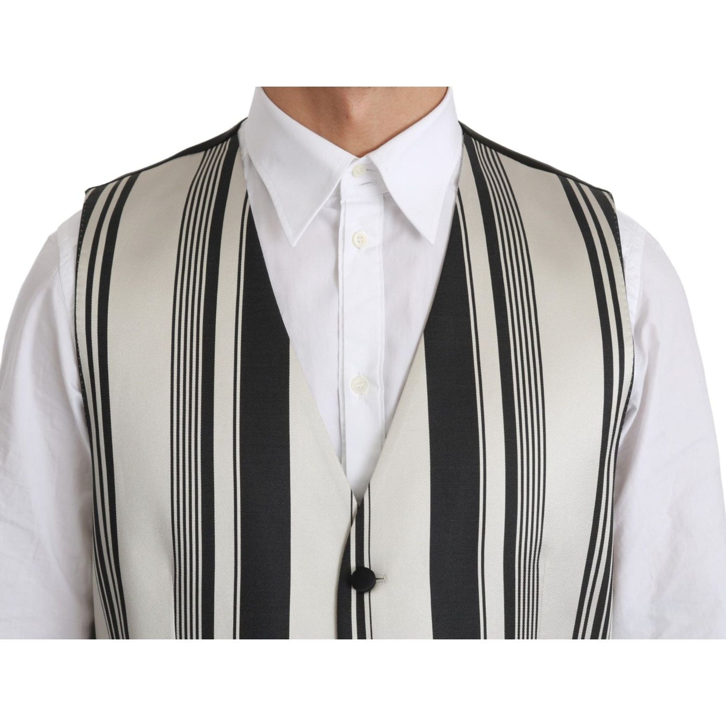 Dolce & Gabbana Stripe Cotton Silk Dress Vest Dolce & Gabbana