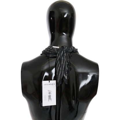 Costume National Black Gray Viscose Foulard Branded Scarf