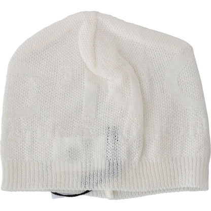 Costume National Beanie White Wool Blend Branded Hat 1728,50% Acrylic,67345645728,Accessories,Beanie - Hats - Accessories,Costume National,Hats & Caps - Men - Accessories,Hats - Accessories,Material: 50% Wool,Men,Men - Accessories,New with tags,White