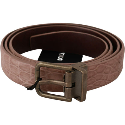 Dolce & Gabbana Beige Exotic Skin Gold Buckle Leather Belt