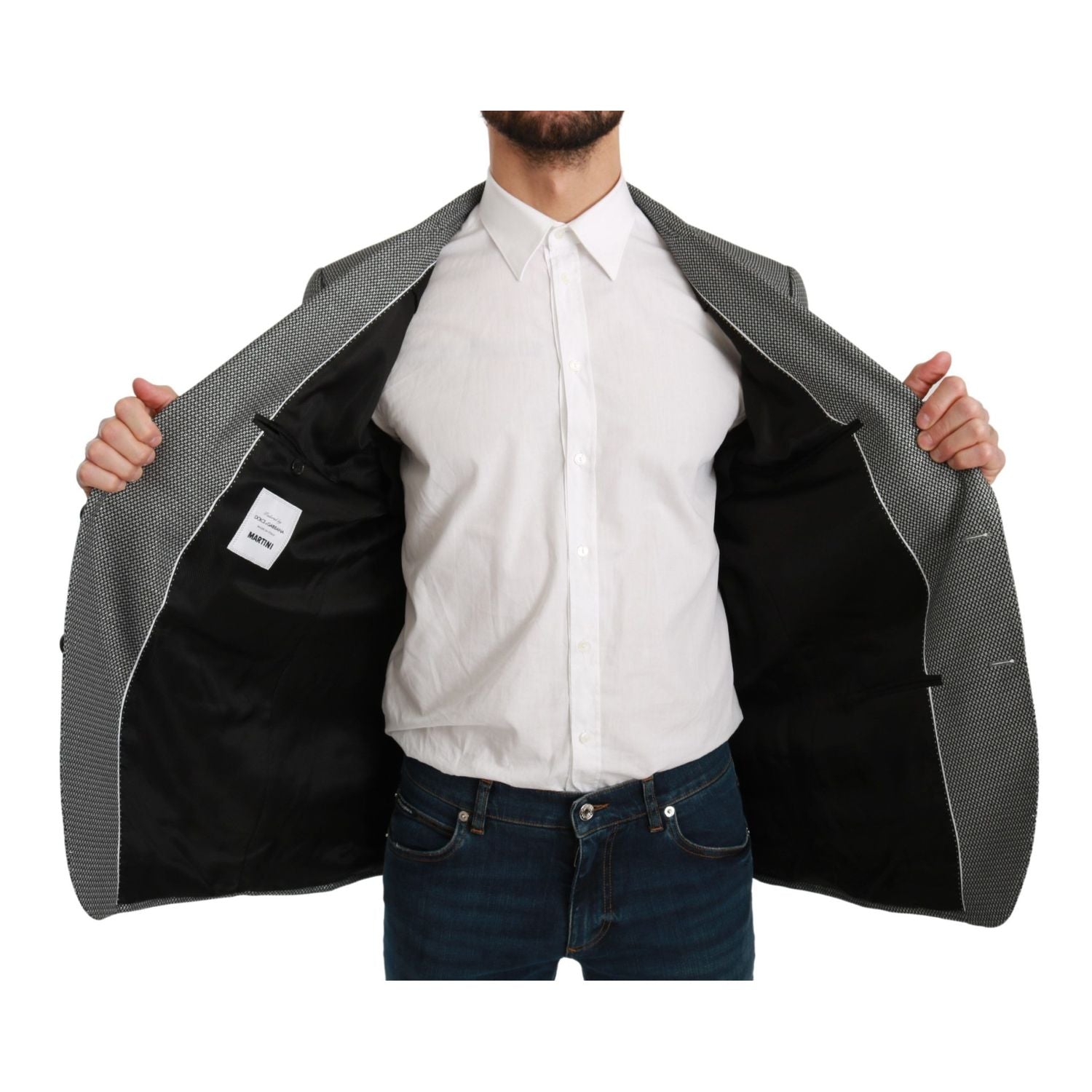 Dolce & Gabbana Gray Slim Fit Formal MARTINI Blazer