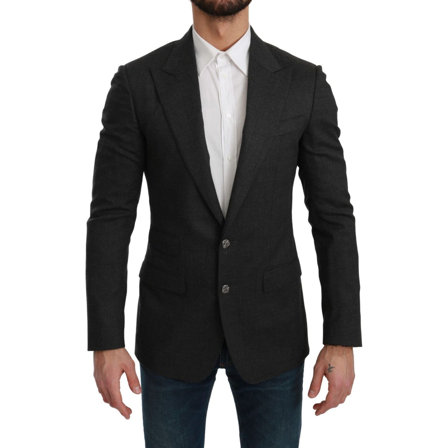 Dolce & Gabbana Gray NAPOLI Slim Fit Jacket Wool Blazer 1728,67345645728,Blazers - Men - Clothing,Blazers - Suits & Blazers - Clothing,Clothing,Dolce & Gabbana,Gray,IT46 | S,Material: 88% Wool 8% Nylon 3% Cashmere 1% Elastane,Men,Men - Clothing,New with t