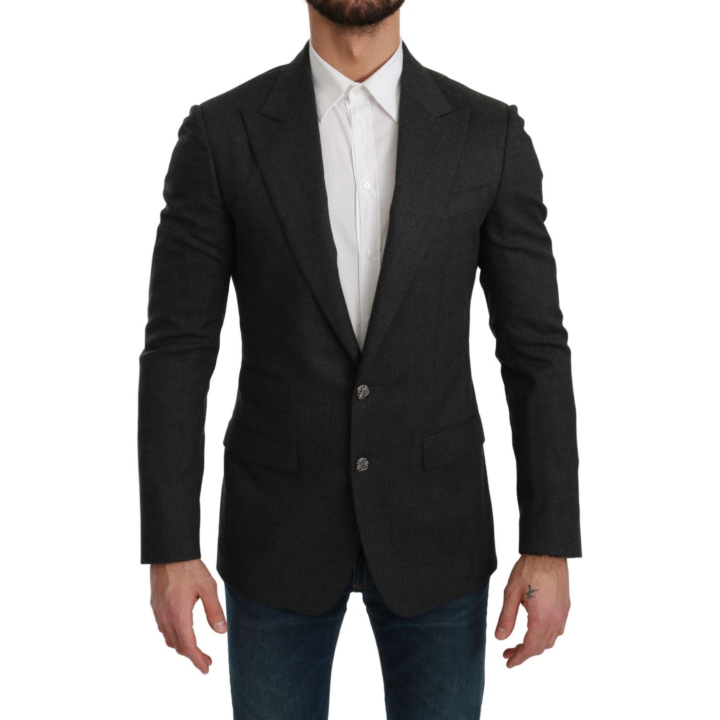 Dolce & Gabbana Elegant Gray Slim Fit Formal Blazer Dolce & Gabbana