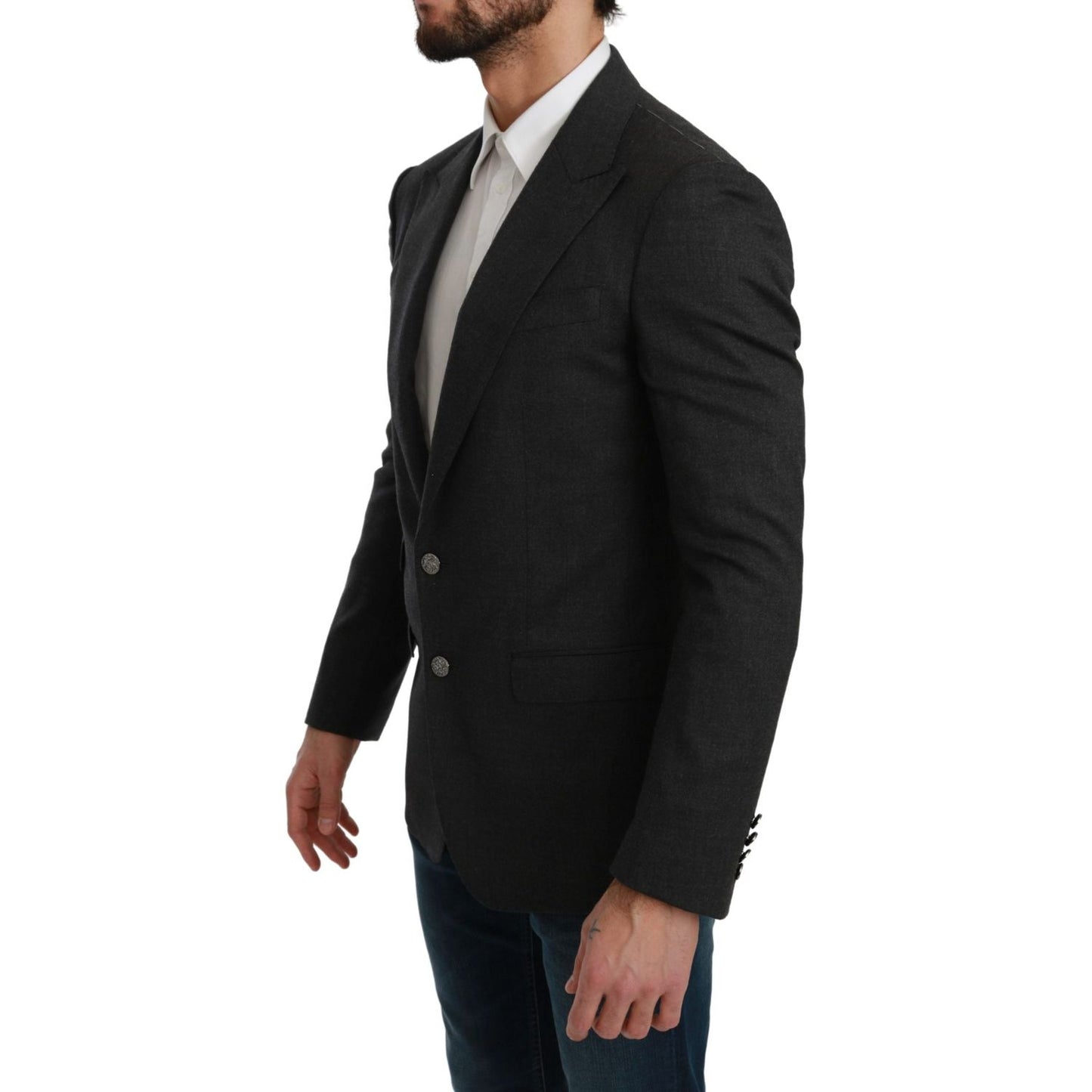 Dolce & Gabbana Elegant Gray Slim Fit Formal Blazer Dolce & Gabbana