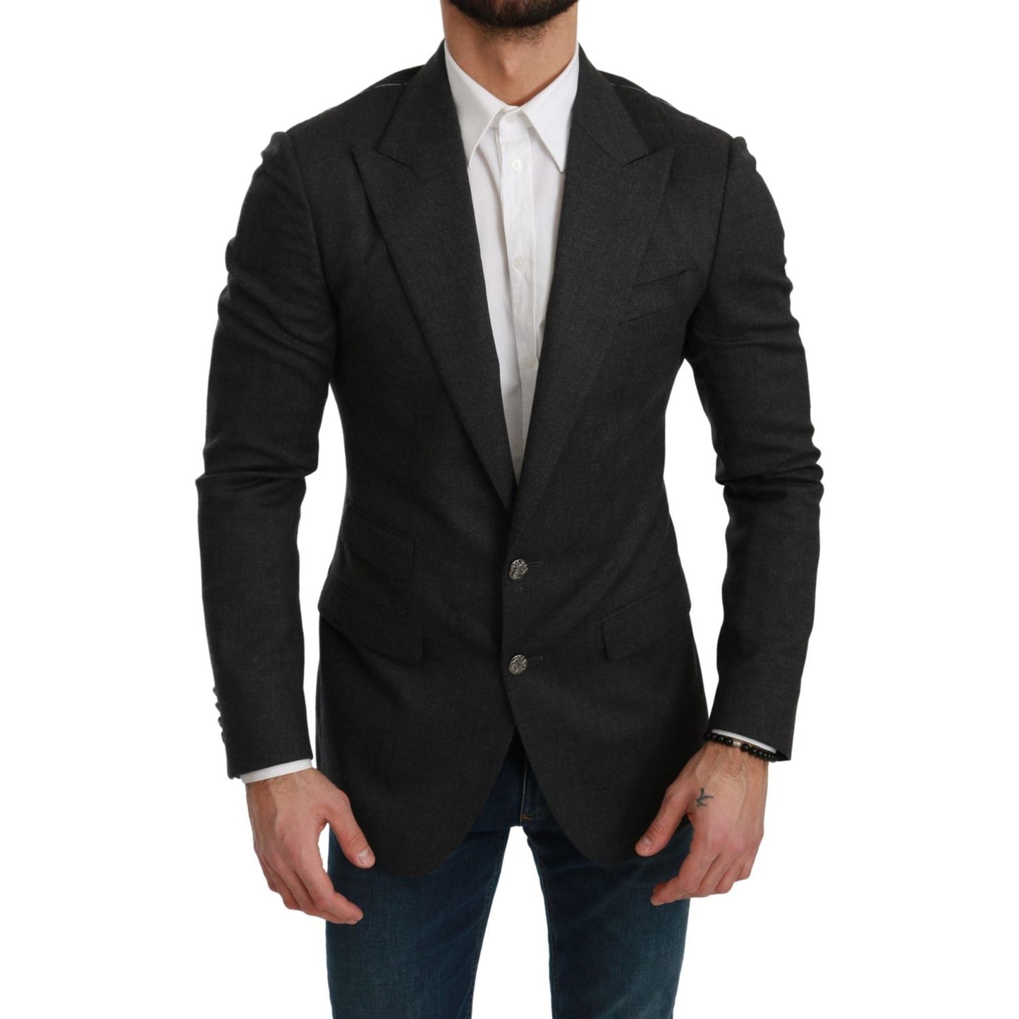 Dolce & Gabbana Gray NAPOLI Slim Fit Jacket Wool Blazer 1728,67345645728,Blazers - Men - Clothing,Blazers - Suits & Blazers - Clothing,Clothing,Dolce & Gabbana,Gray,IT46 | S,Material: 88% Wool 8% Nylon 3% Cashmere 1% Elastane,Men,Men - Clothing,New with t