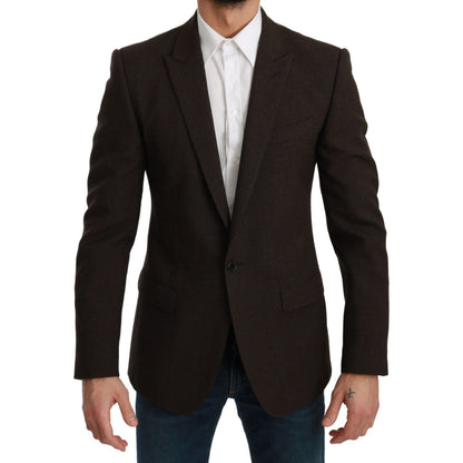 Dolce & Gabbana Brown Slim Fit Coat Jacket MARTINI Blazer 1728,67345645728,Blazers - Men - Clothing,Blazers - Suits & Blazers - Clothing,Brown,Clothing,Dolce & Gabbana,IT48 | M,Material: 100% Virgin Wool,Men,Men - Clothing,New with tags,Suits & Blazers -