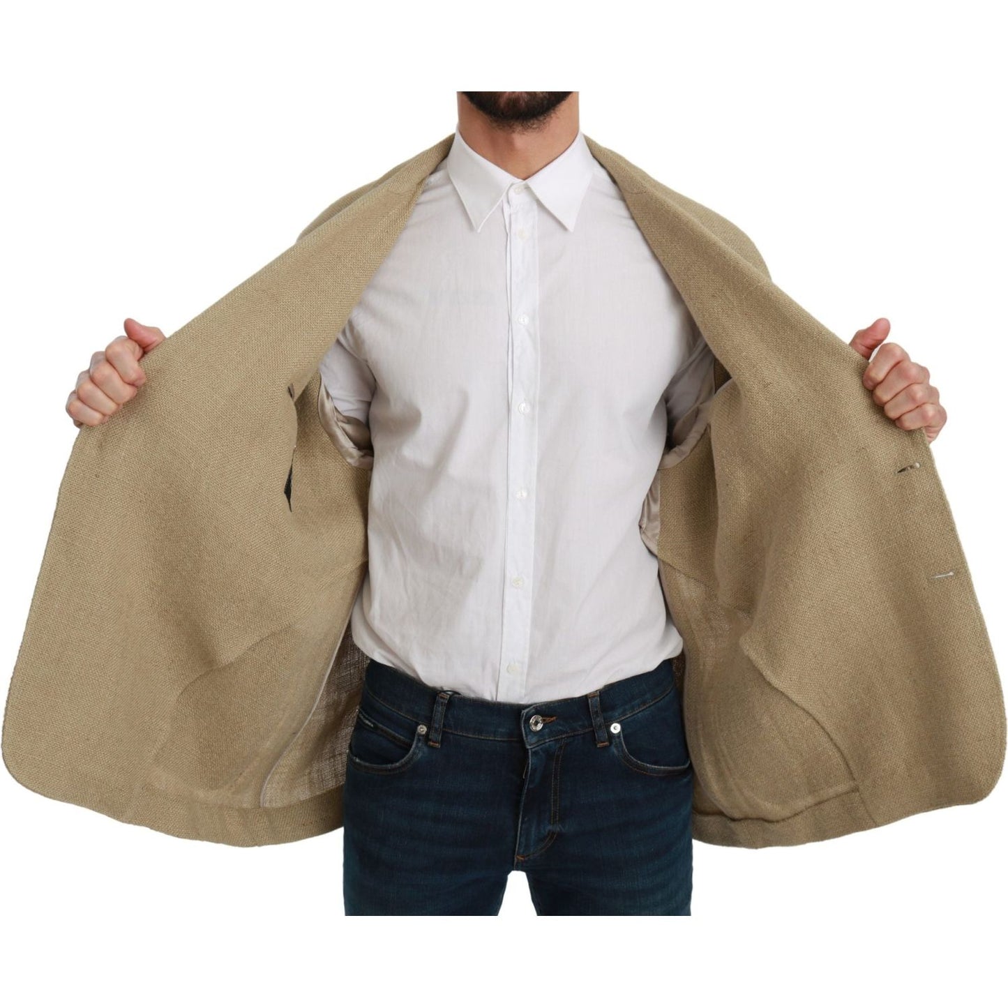 Dolce & Gabbana Beige Jacket Coat 100% Jute Blazer Coat 1728,67345645728,Beige,Blazers - Men - Clothing,Clothing,Coats - Jackets & Coats - Clothing,Dolce & Gabbana,IT48 | L,Jackets & Coats - Clothing,Material: 100% Jute,Men,Men - Clothing,New with tags