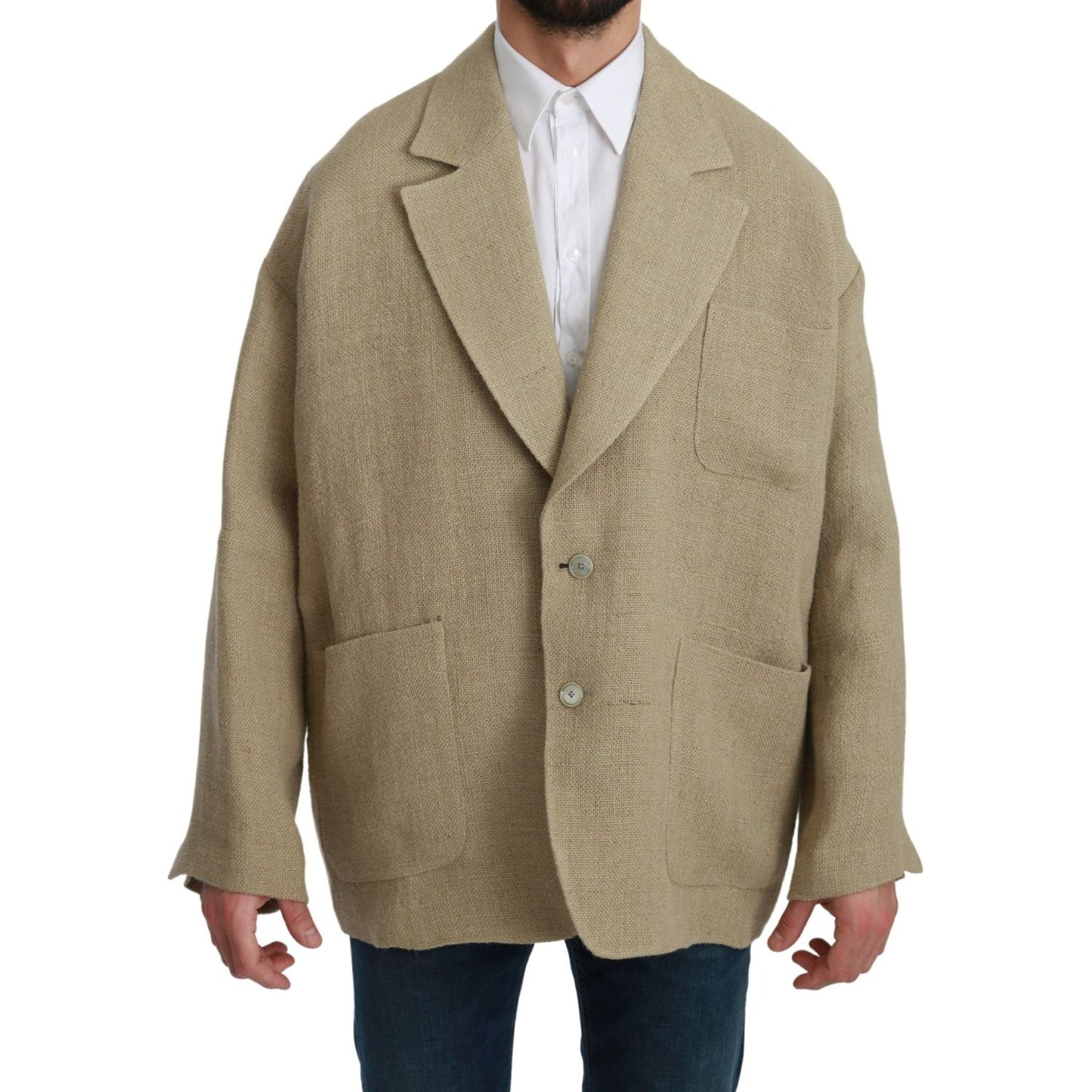 Dolce & Gabbana Beige Jacket Coat 100% Jute Blazer Coat 1728,67345645728,Beige,Blazers - Men - Clothing,Clothing,Coats - Jackets & Coats - Clothing,Dolce & Gabbana,IT48 | L,Jackets & Coats - Clothing,Material: 100% Jute,Men,Men - Clothing,New with tags
