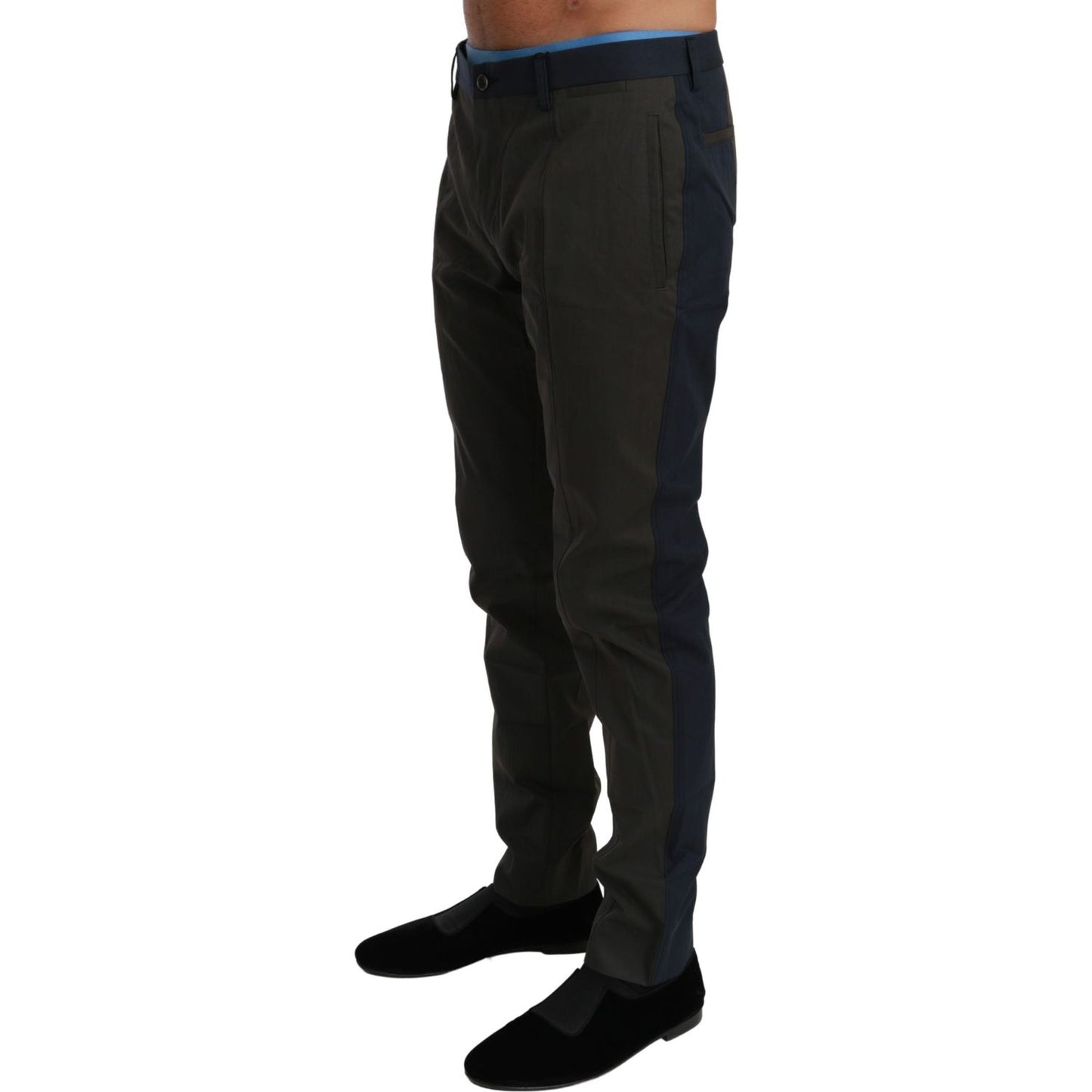 Dolce & Gabbana Blue Gray Stripes Trouser Cotton Pants 1728,67345645728,Clothing,Dolce & Gabbana,Dress Pants - Pants - Clothing,Gray,IT44 | XS,IT48 | M,Jeans & Pants - Men - Clothing,Material: 69% Cotton 31% Nylon,Men,Men - Clothing,New with tags,Pants -